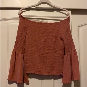 Dusty pink,bell sleeve, western crop top